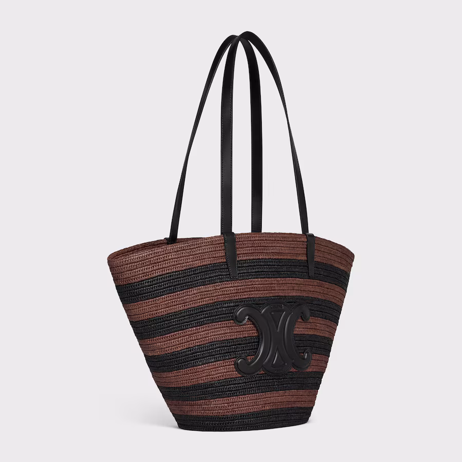 精品大包包推薦：couffin Celine Classic Panier In Striped Raffia And Calfskin 2