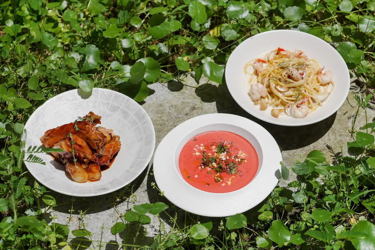 Origen|爐烤香草豬肋╳西班牙番茄冷湯╳蘑菇鮮蝦義大利麵