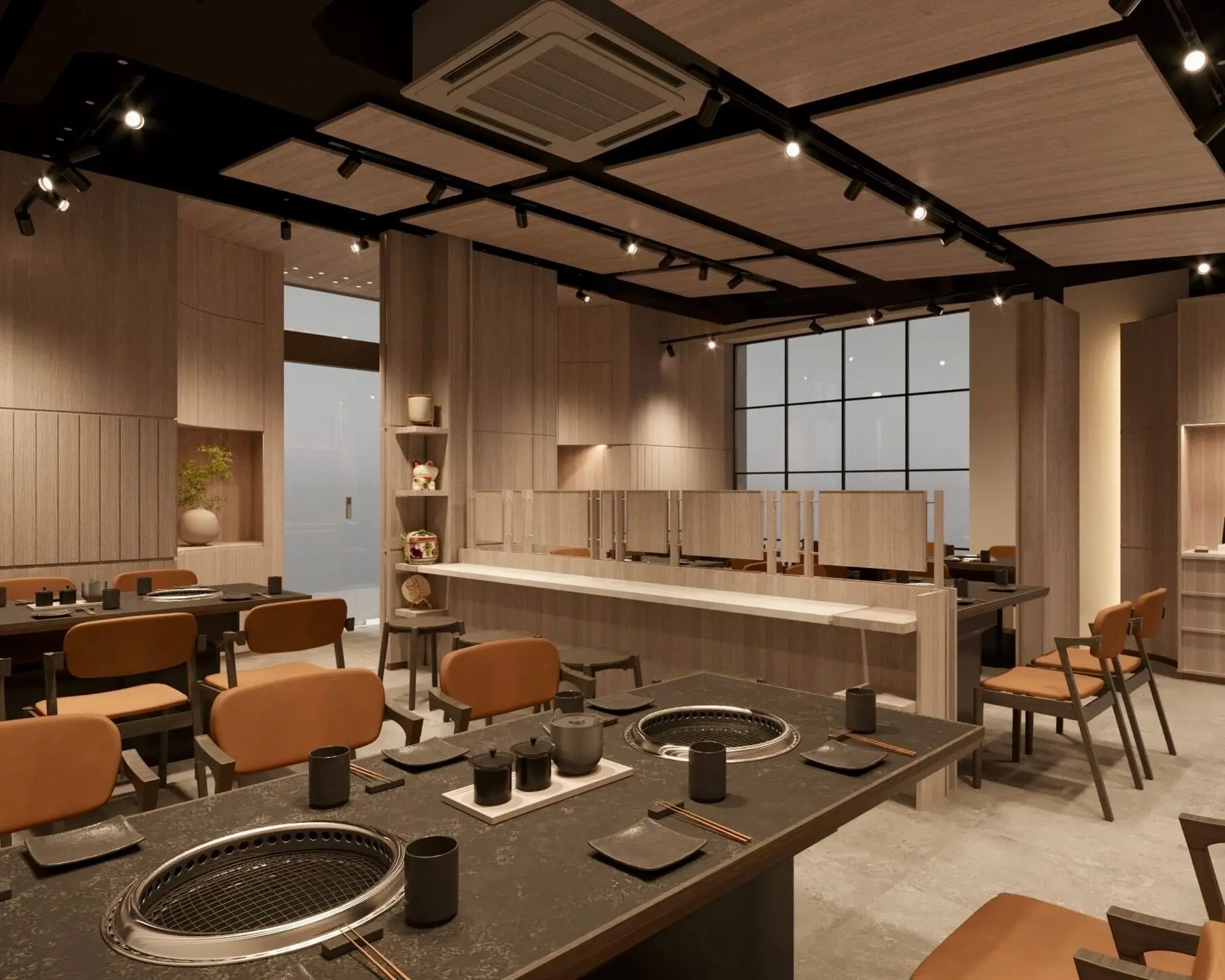 【路易奇燒肉】 2025燒肉推薦 以座席分區設計搭配簡練質感器皿，路易奇香港店從空間細節延續品牌對於「食 × 美學 × 儀式感」的重視。