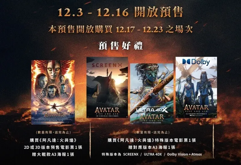 秀泰影城《阿凡達3:火與燼》預購海報特典