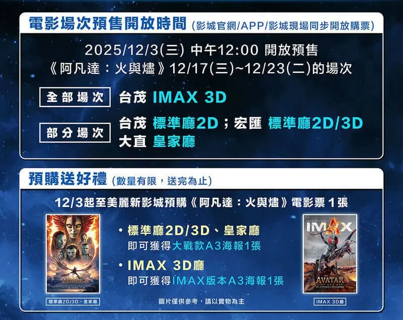 美麗新影城《阿凡達3:火與燼》預購海報特典